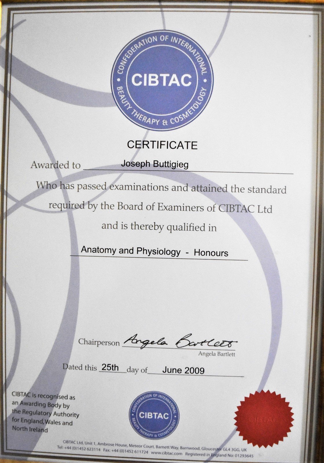 cibtac-certificate - Joseph Buttigieg - Sports Massage Therapist